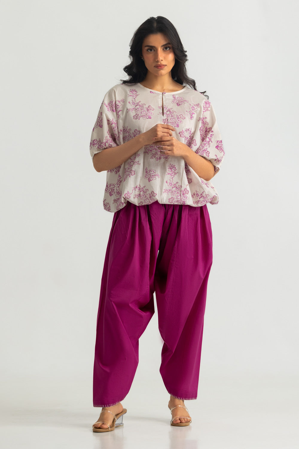 Cambric Embroidered Shirt And Dyed Shalwar