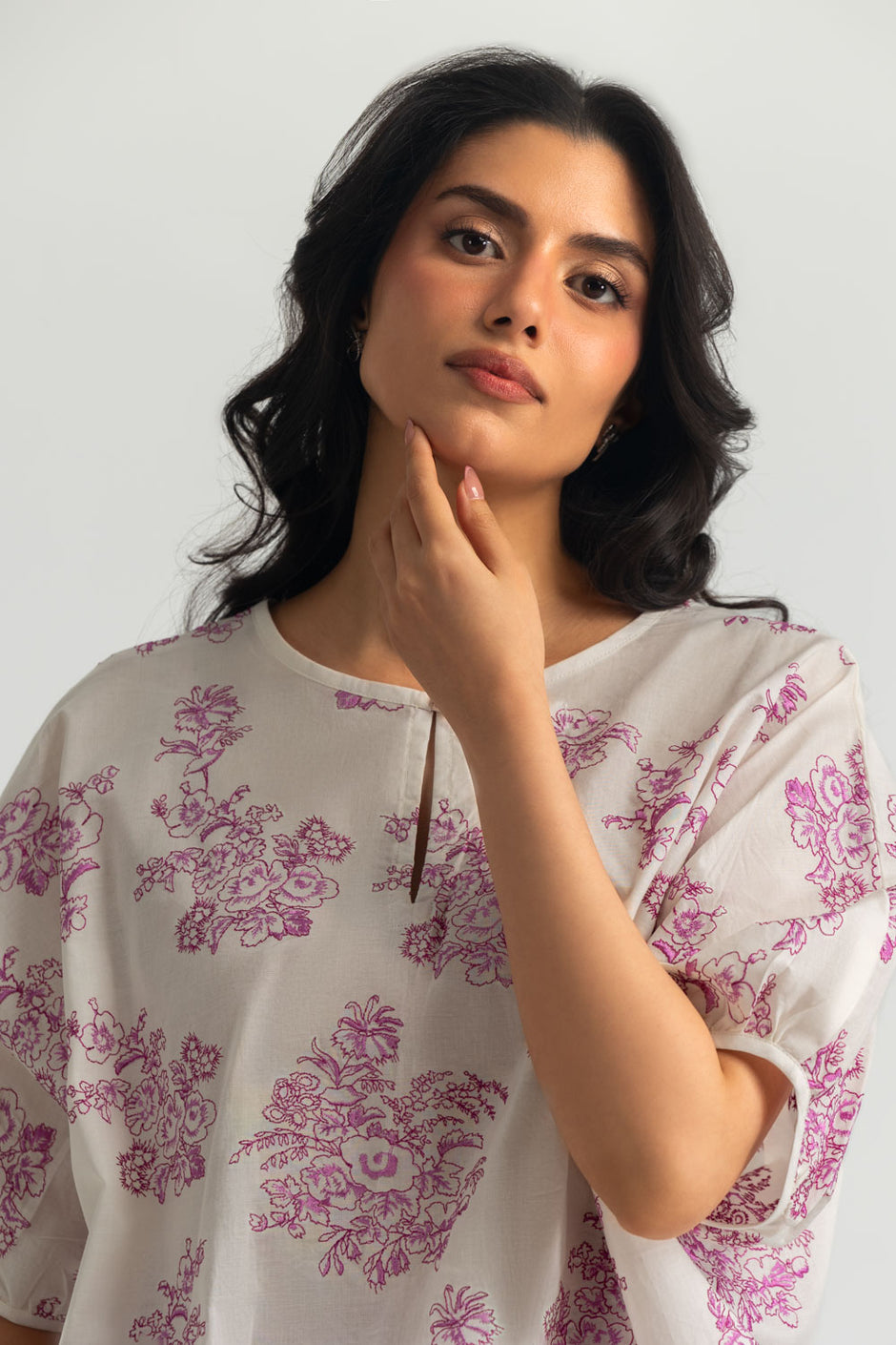 Cambric Embroidered Shirt And Dyed Shalwar