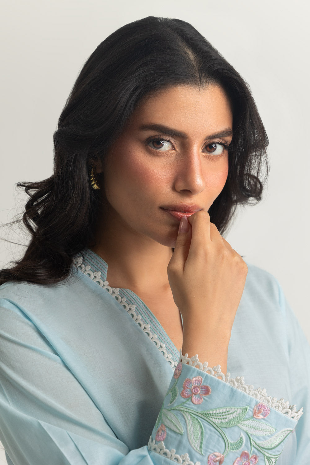 Cambric Embroidered Shirt And Printed Trouser