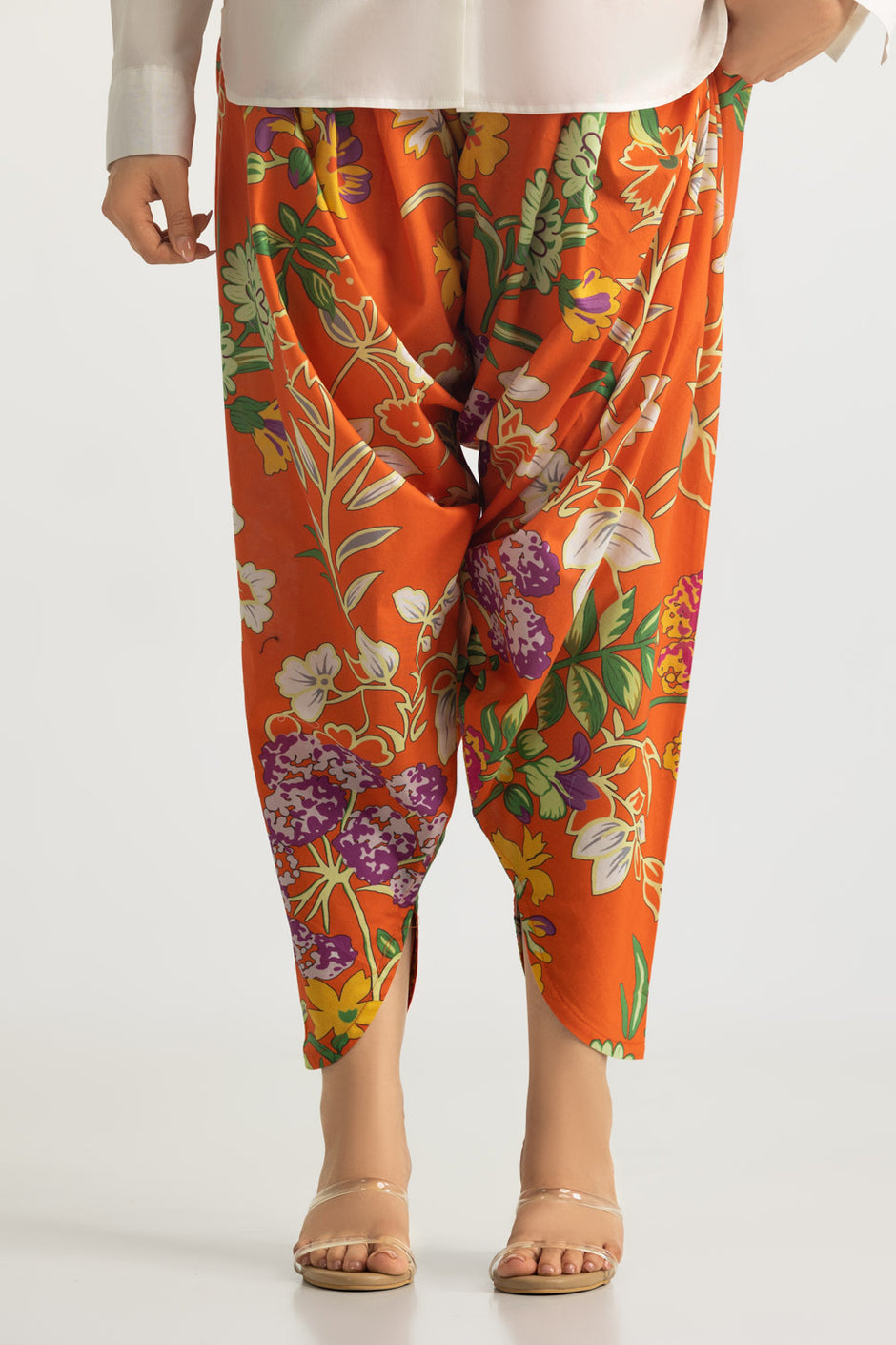 Cambric Embroidered Shirt And Printed Tulip Shalwar