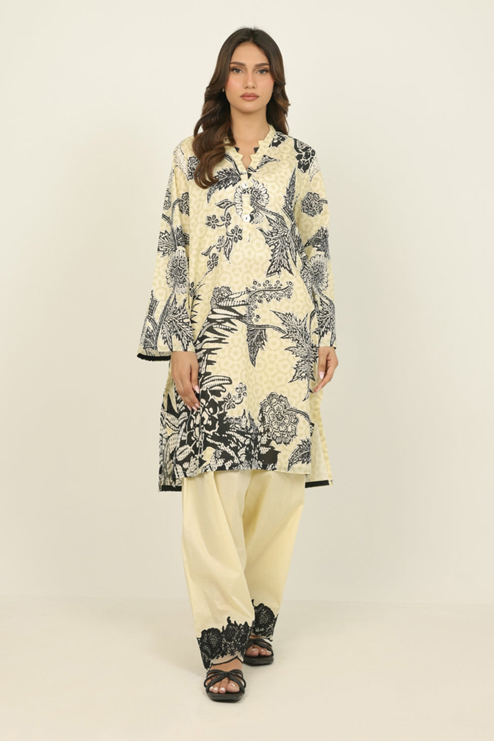 Cambric Printed Co-Ord Set With Embroidered