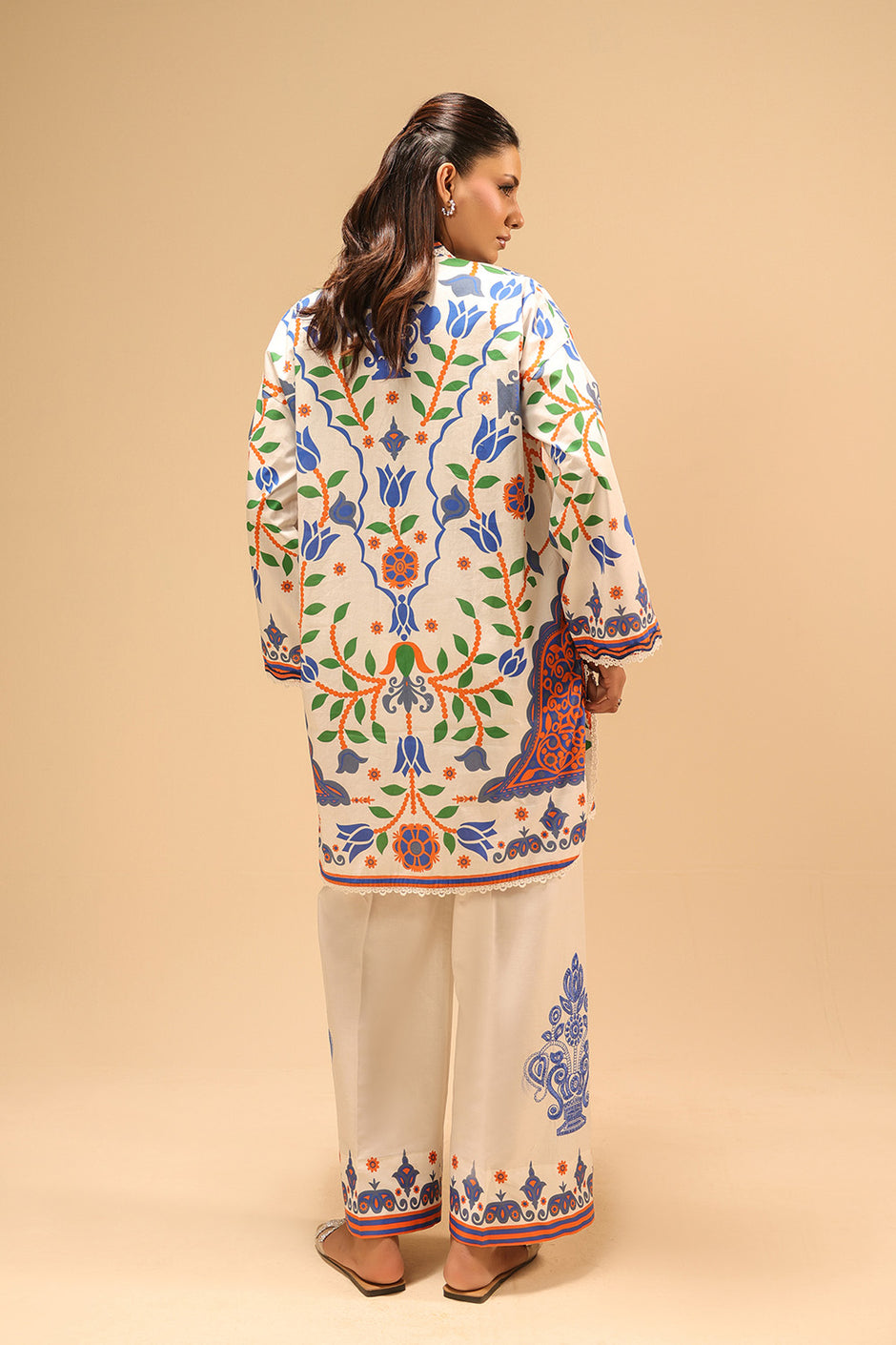 Cambric Printed Co-Ord Set With Embroidered