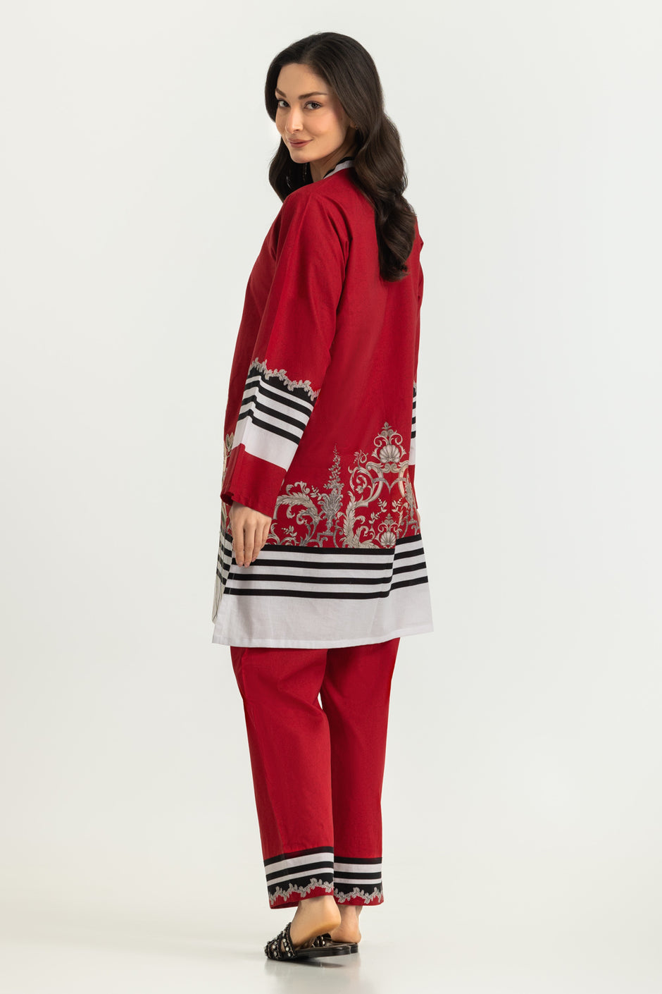 Cambric Printed Co-Ord Set With Embroidered