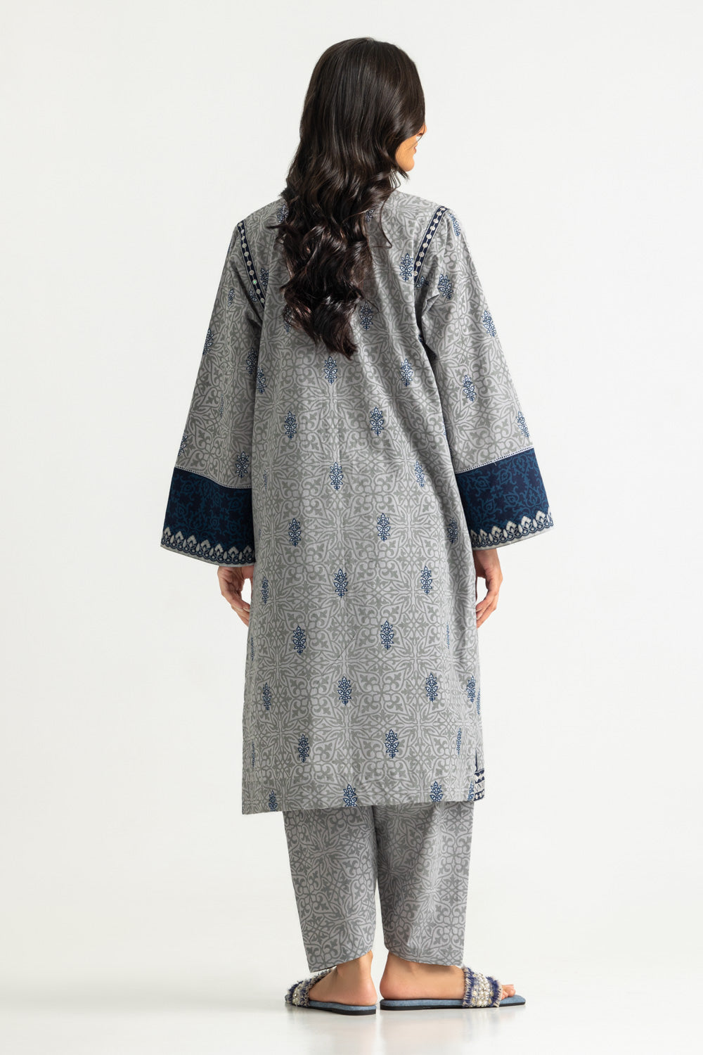 Cambric Printed Co-Ord Set With Embroidered