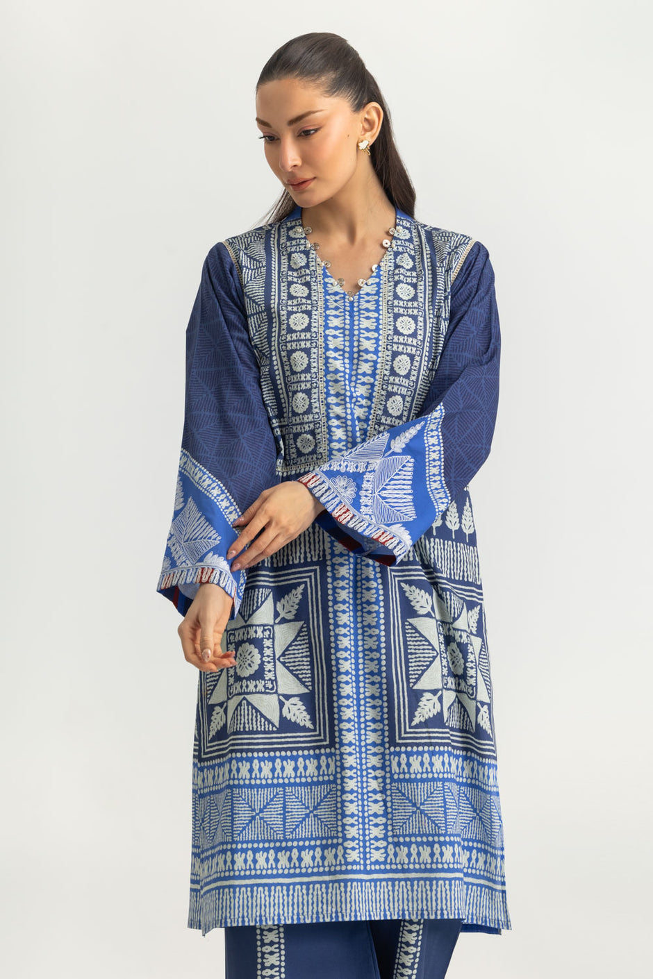 Cambric Printed Co-Ord Set With Embroidered