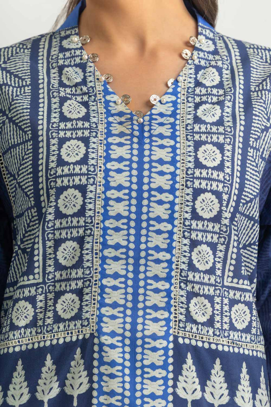 Cambric Printed Co-Ord Set With Embroidered