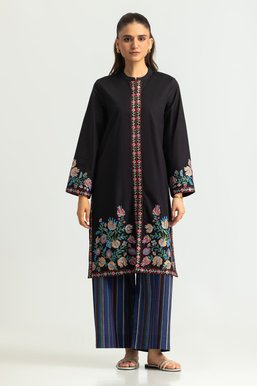 Cambric Printed Co-Ord Set With Embroidered