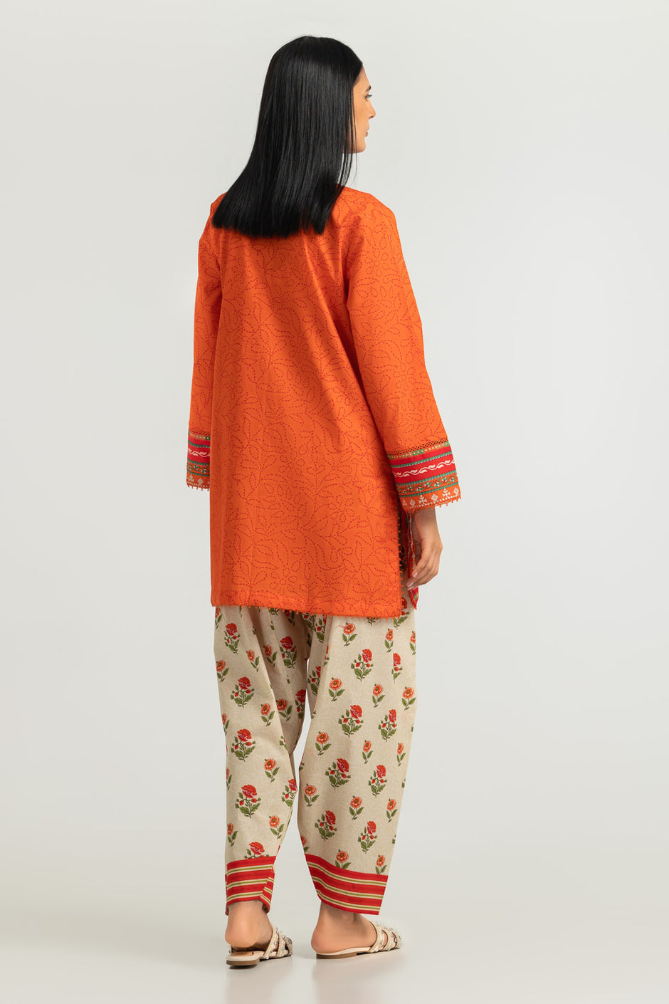 Cambric Printed Co-Ord Set With Embroidered