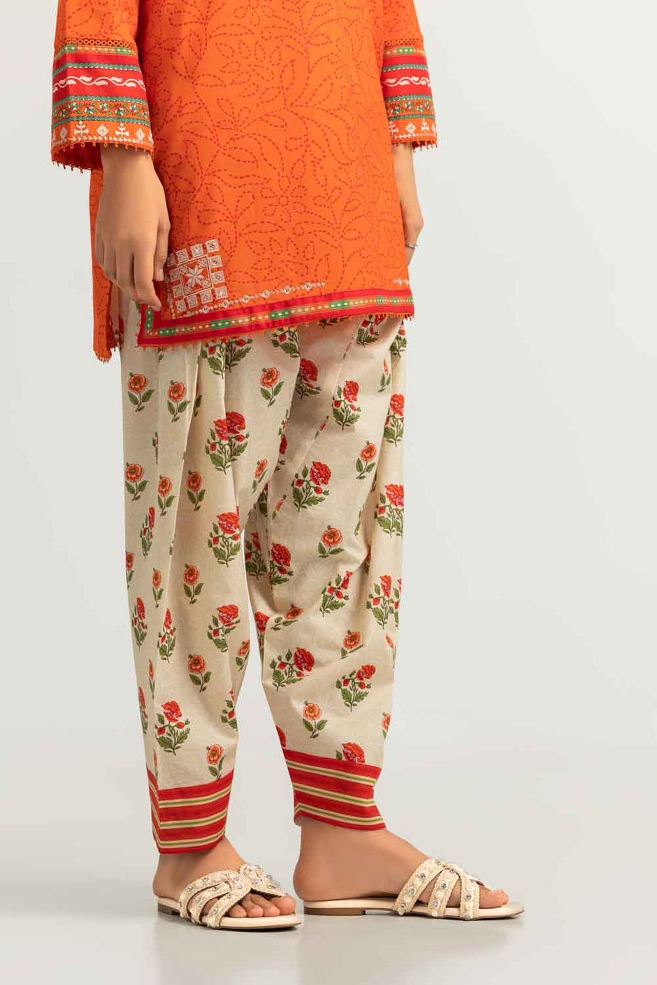 Cambric Printed Co-Ord Set With Embroidered