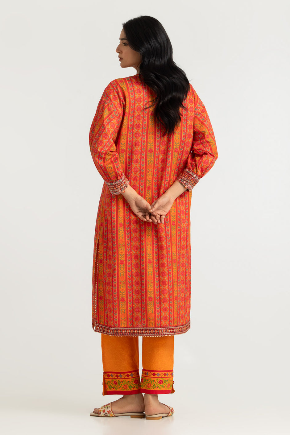 Cambric Printed Co-Ord Set With Embroidered