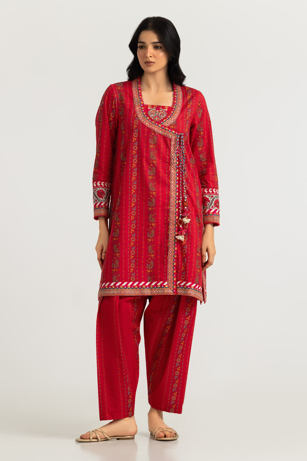 Cambric Printed Co-Ord Set With Embroidered