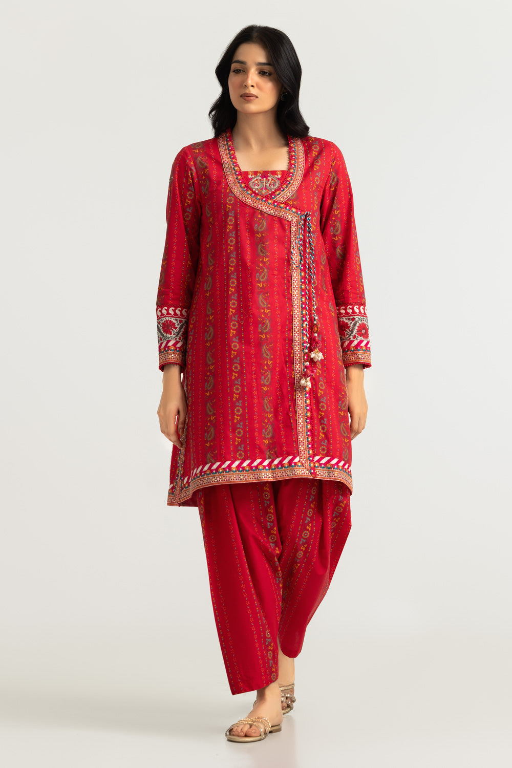 Cambric Printed Co-Ord Set With Embroidered