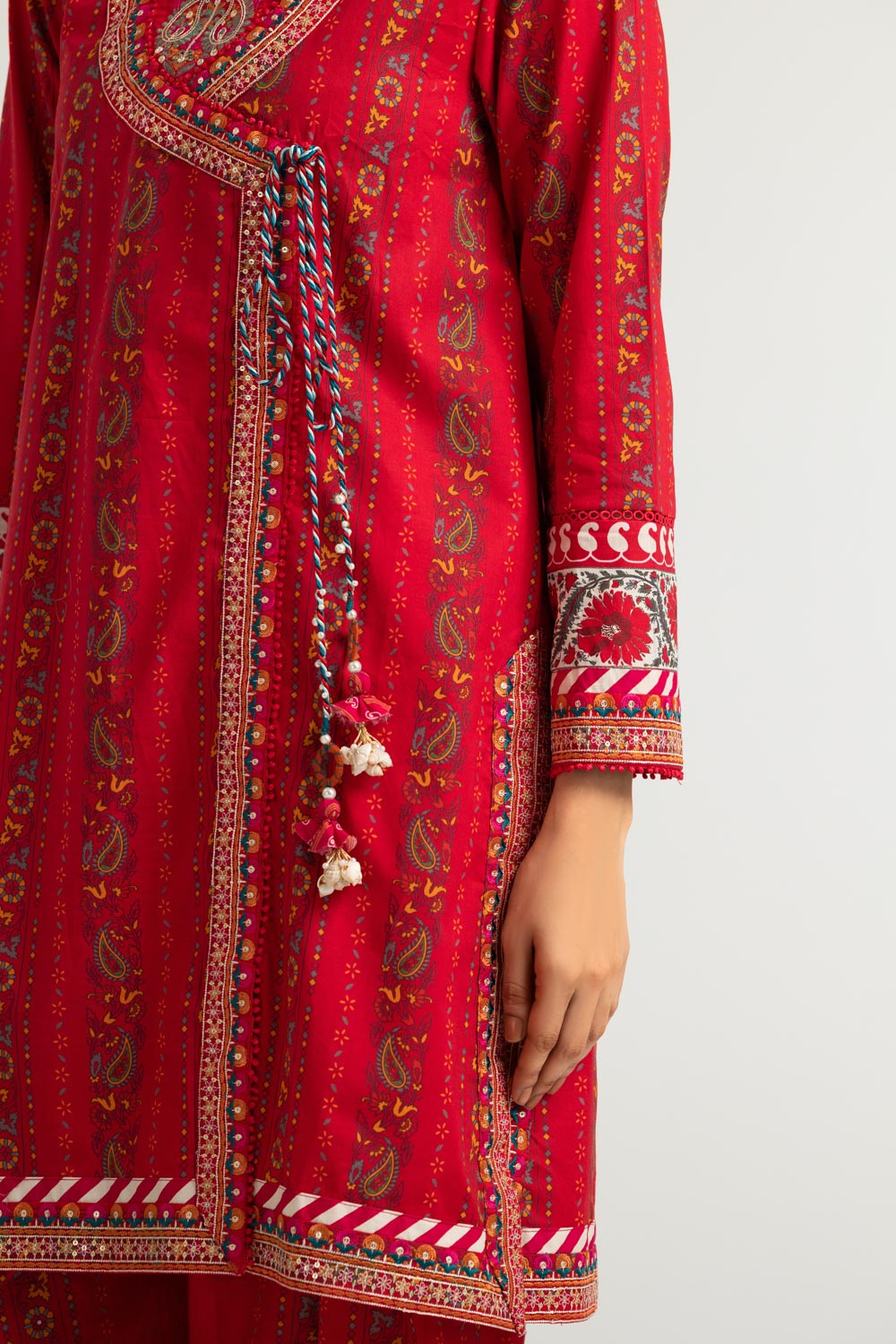 Cambric Printed Co-Ord Set With Embroidered