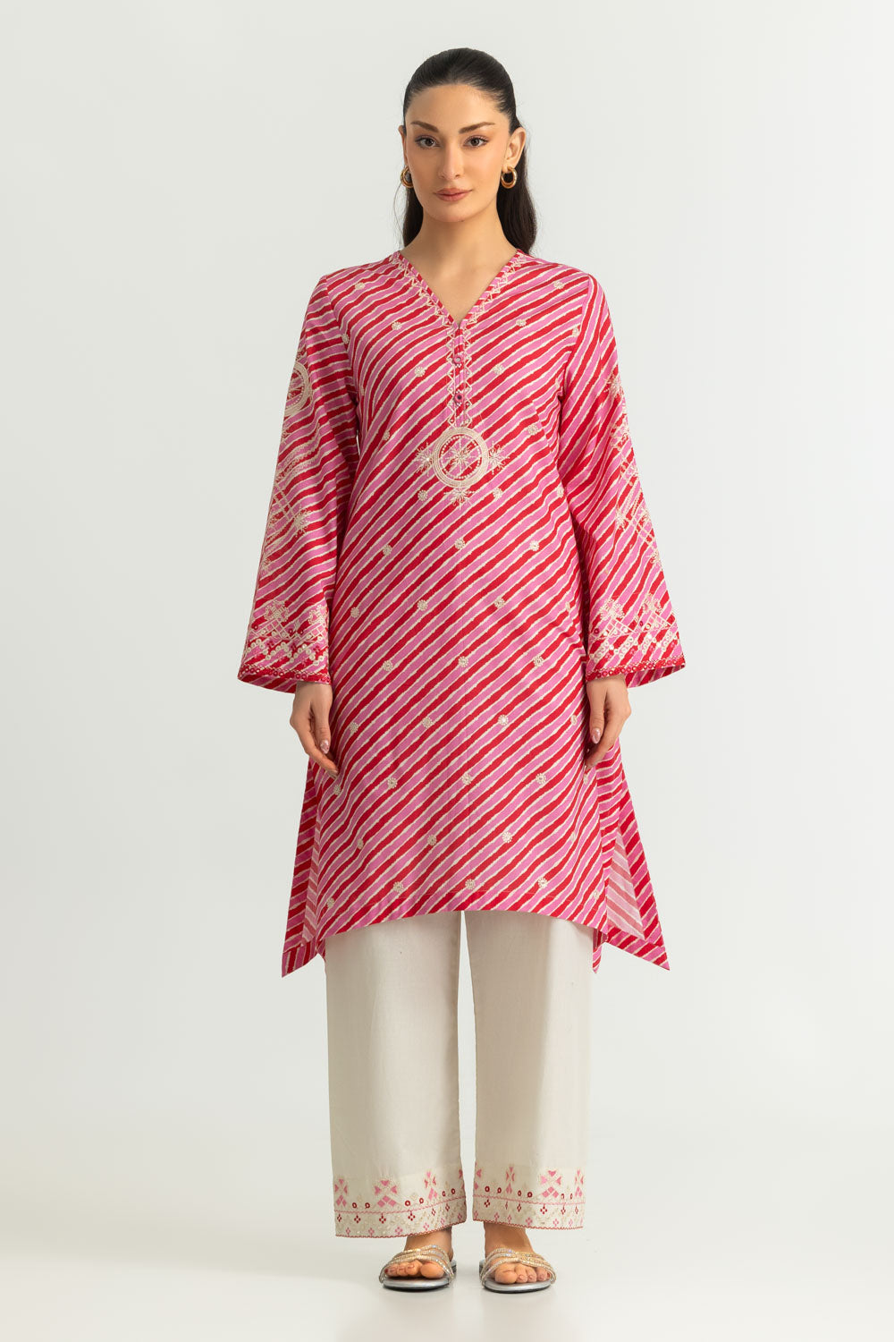 Cambric Printed Co-Ord Set With Embroidered