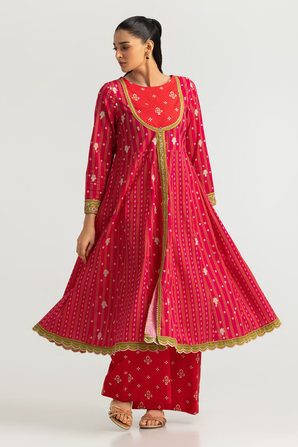Cambric Printed Co-Ord Set With Embroidered