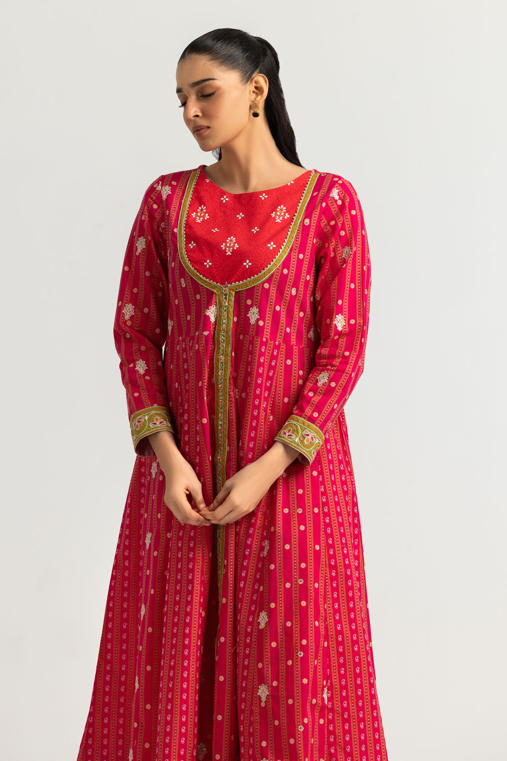 Cambric Printed Co-Ord Set With Embroidered