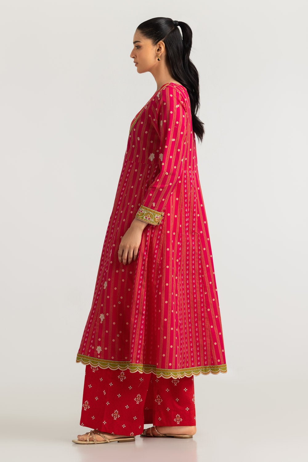Cambric Printed Co-Ord Set With Embroidered
