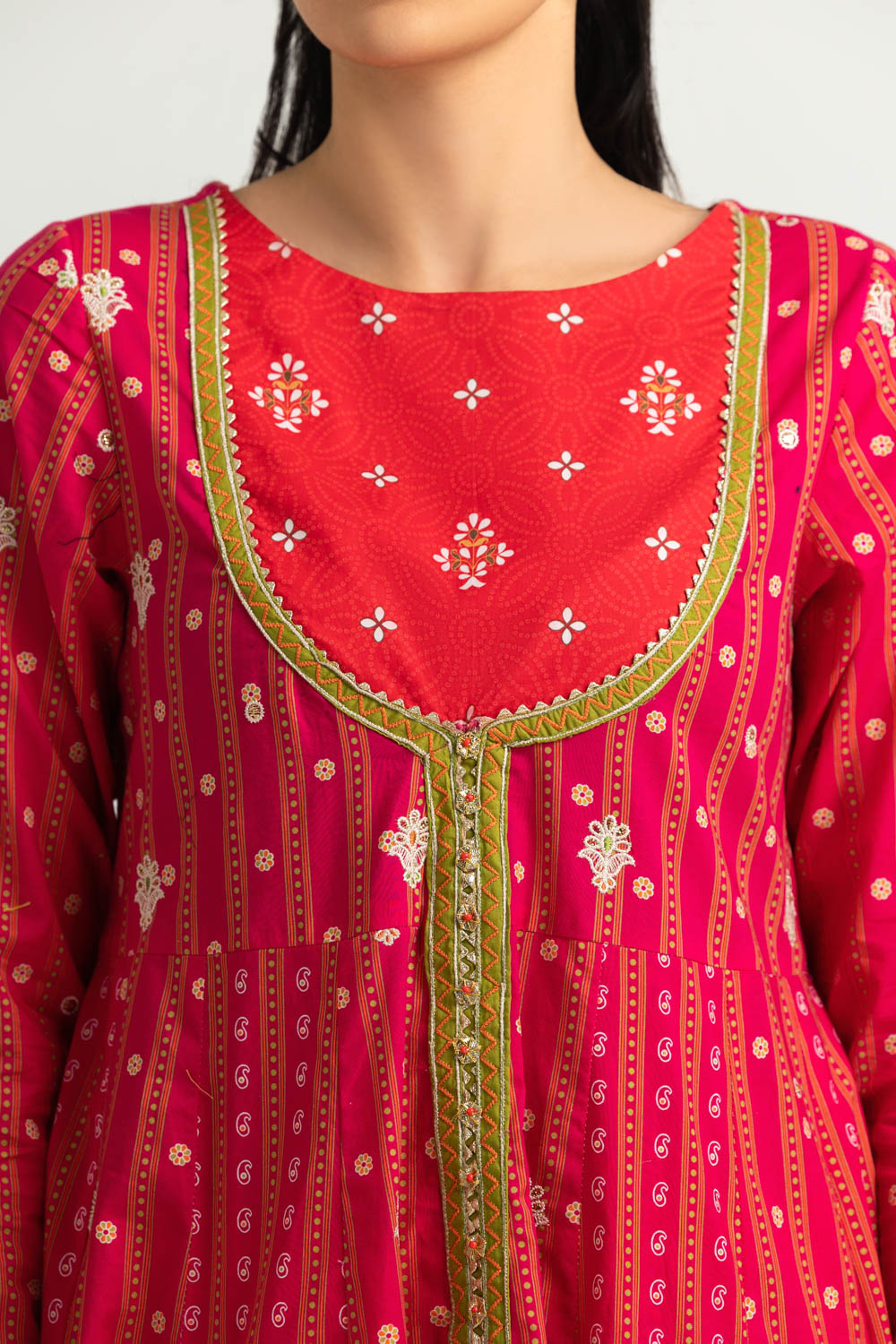 Cambric Printed Co-Ord Set With Embroidered