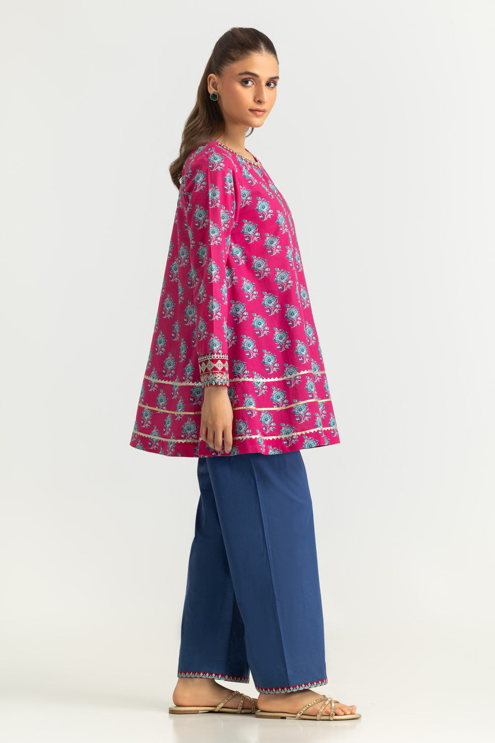 Cambric Printed Co-Ord Set With Embroidered