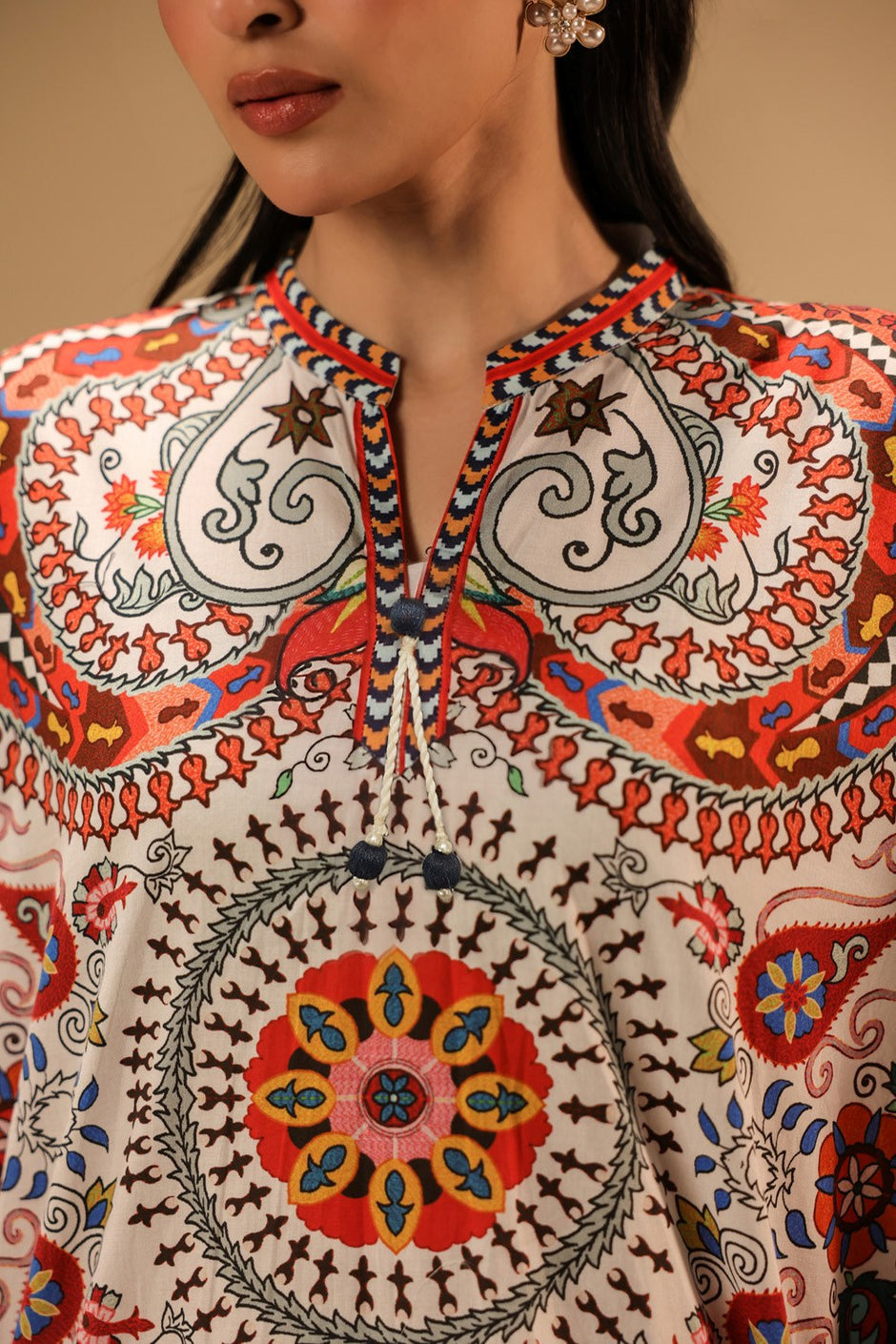 Cambric Printed Co-Ord Set With Embroidered Shirt