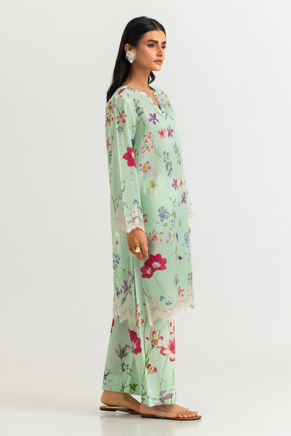 Cambric Printed Co-Ord Set with Embroidered