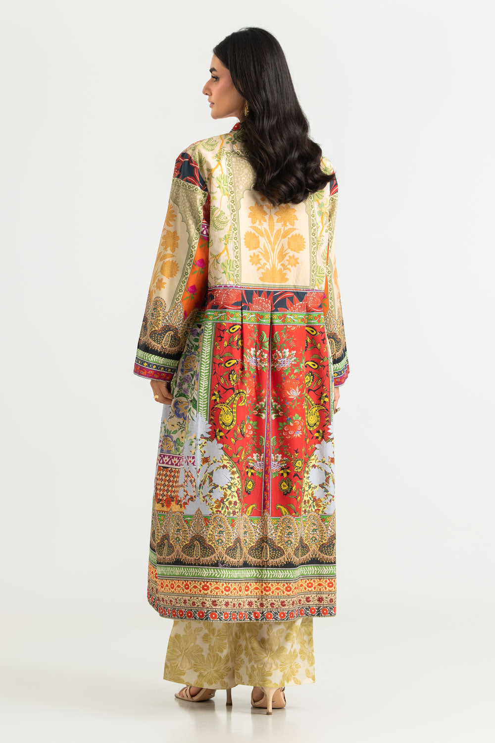 Cambric Printed Co-Ord Set with Long Coat