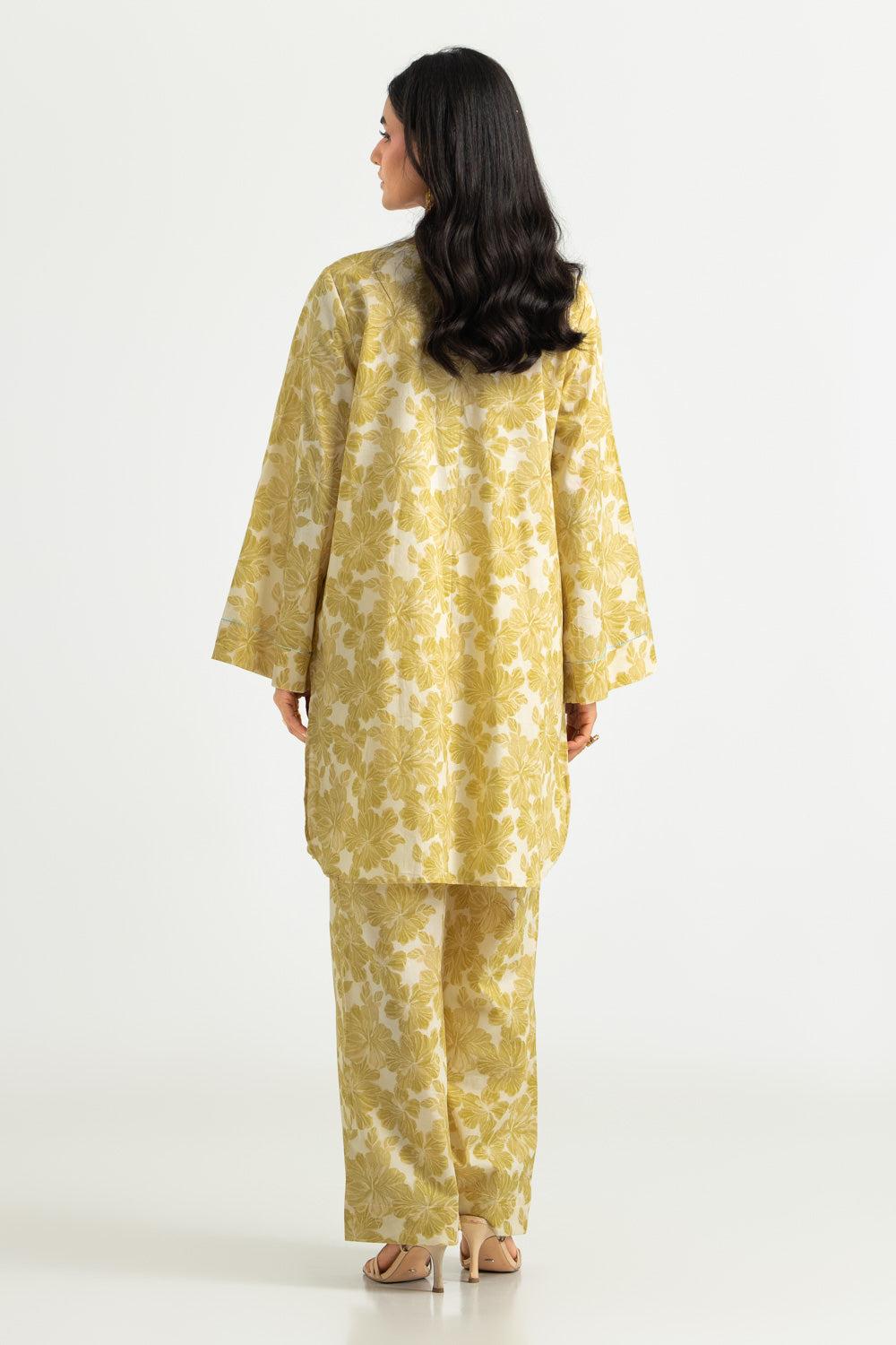 Cambric Printed Co-Ord Set with Long Coat