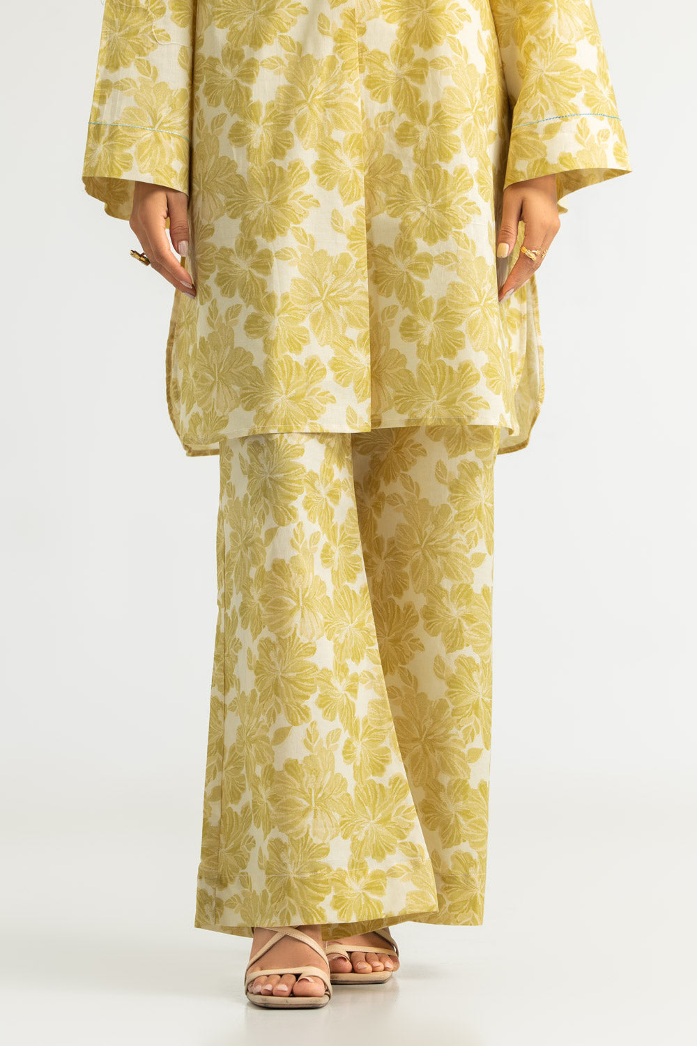 Cambric Printed Co-Ord Set with Long Coat