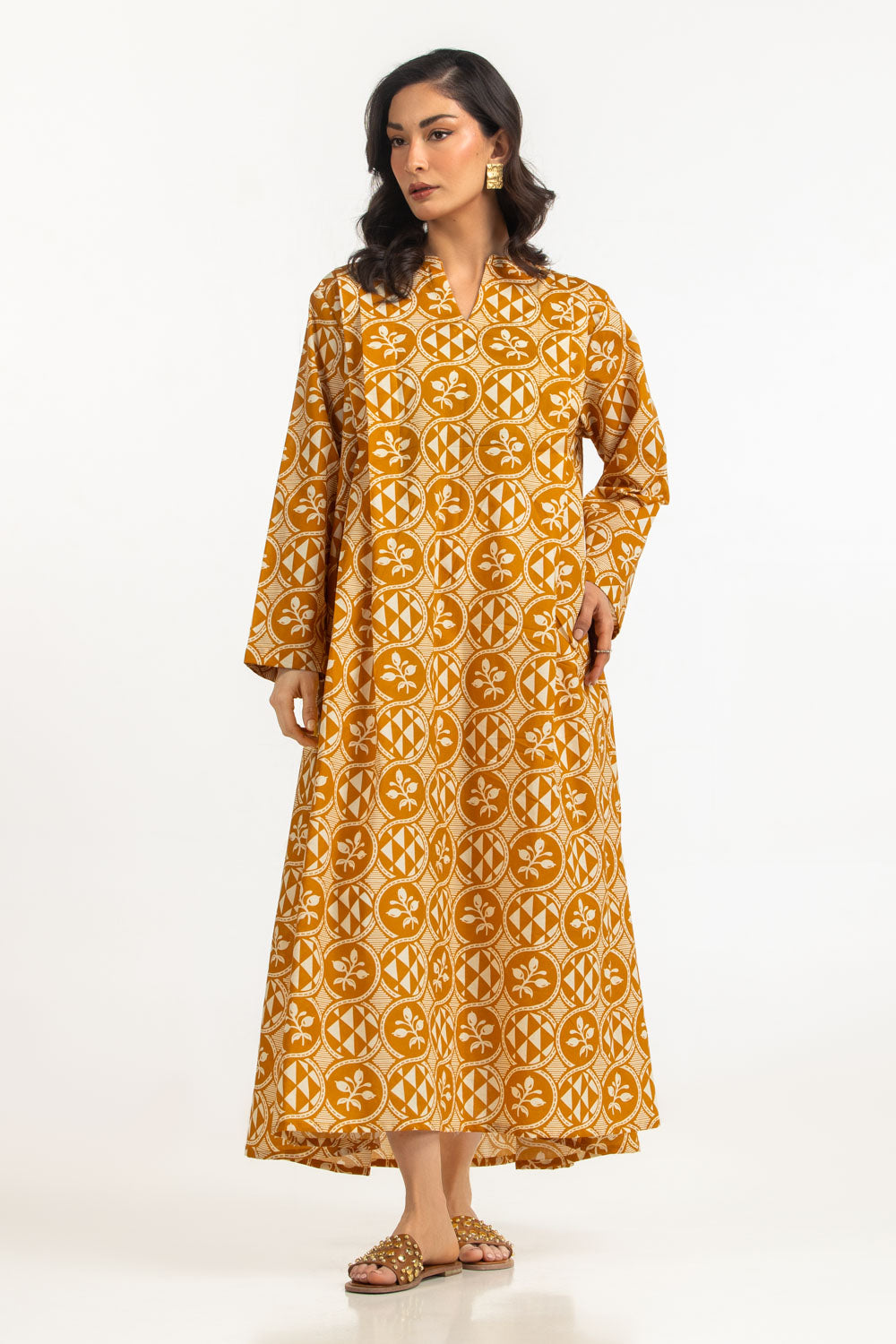 Cambric Printed Long Shirt IPS-77154