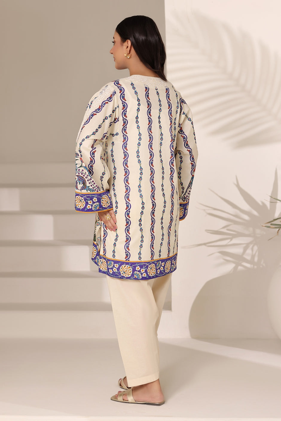 Cambric Printed Shirt And Trouser With Embroidered