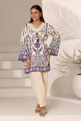 Cambric Printed Shirt And Trouser With Embroidered