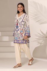Cambric Printed Shirt And Trouser With Embroidered