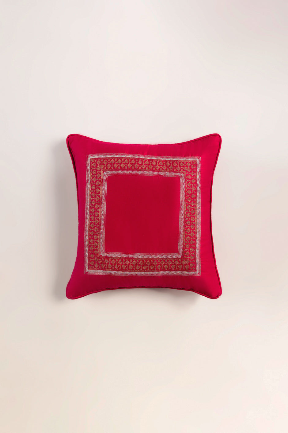 Carmine T-200 Embroidered Square Cushion Cover