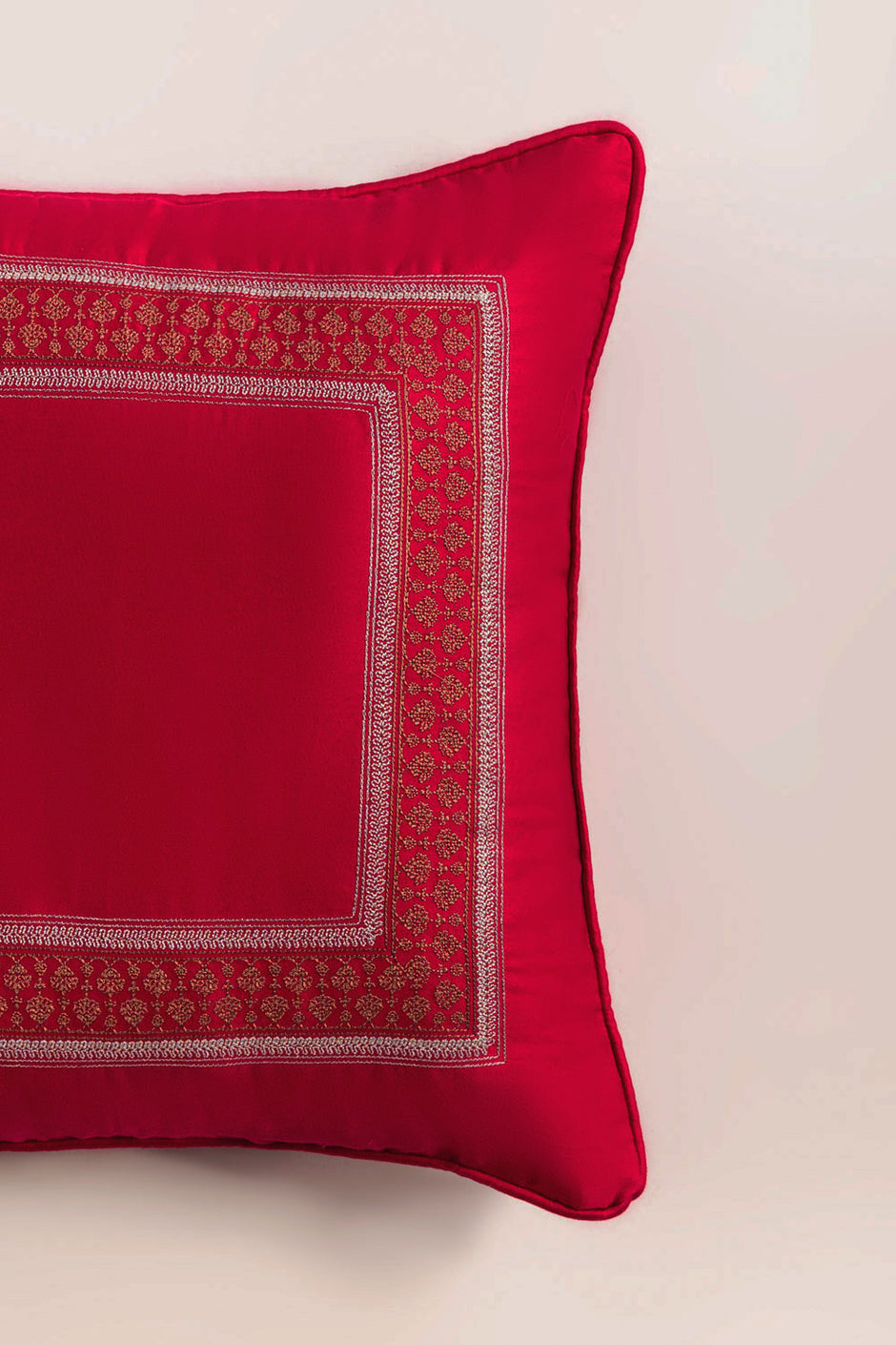 Carmine T-200 Embroidered Square Cushion Cover