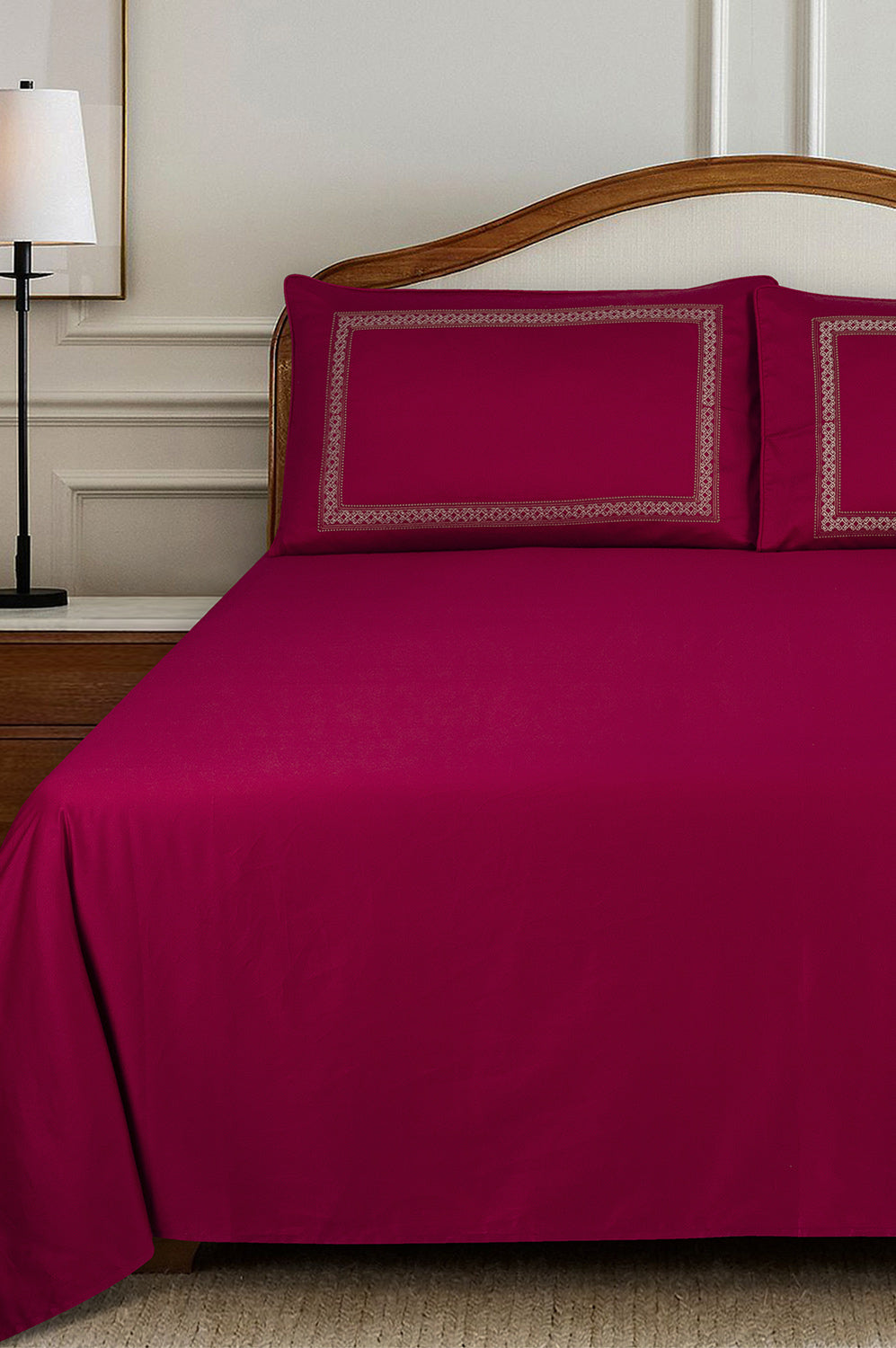 Carmine T-200 Embroidered Bed Sheet Set