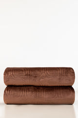 Carob Brown Embossed Single Ply Fleece Throw