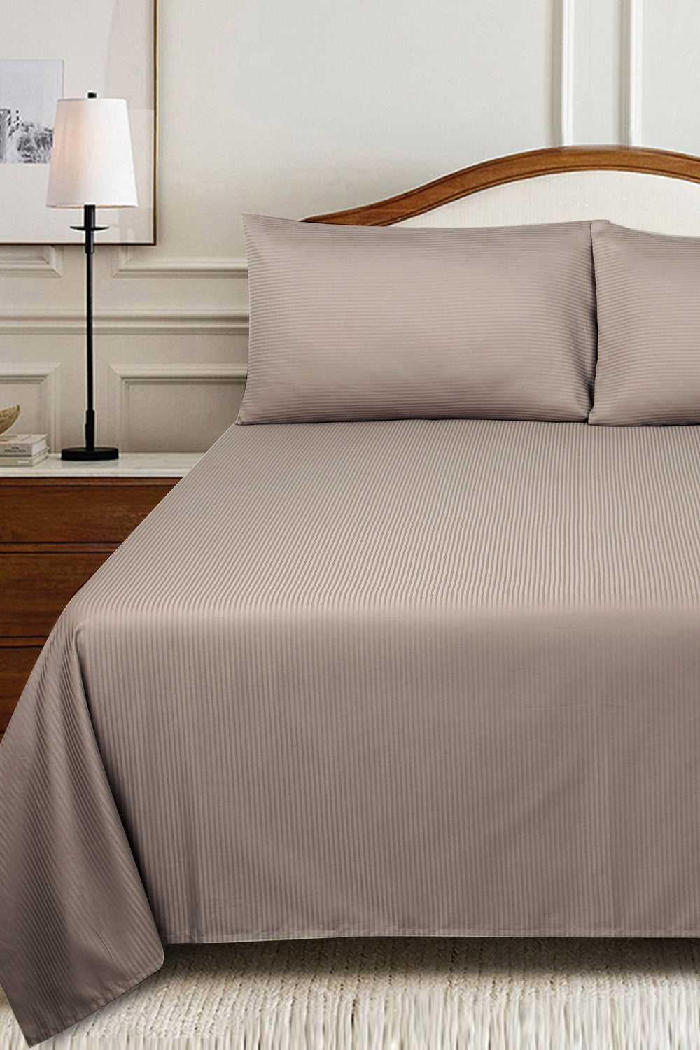 Cashmere Stripe Satin Bed Sheet Set