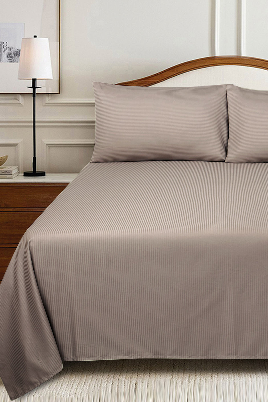 Cashmere Stripe Satin Bed Sheet Set