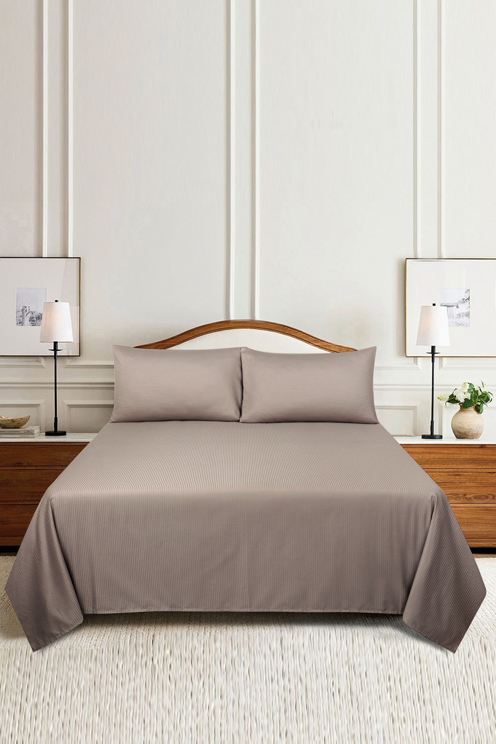 Cashmere Stripe Satin Bed Sheet Set