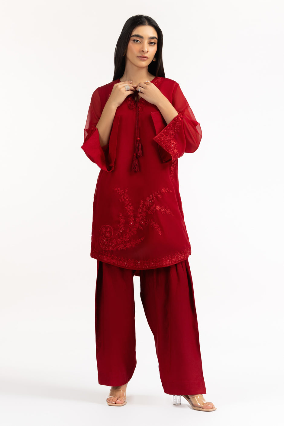 Chiffon Embroidered Shirt And Trouser