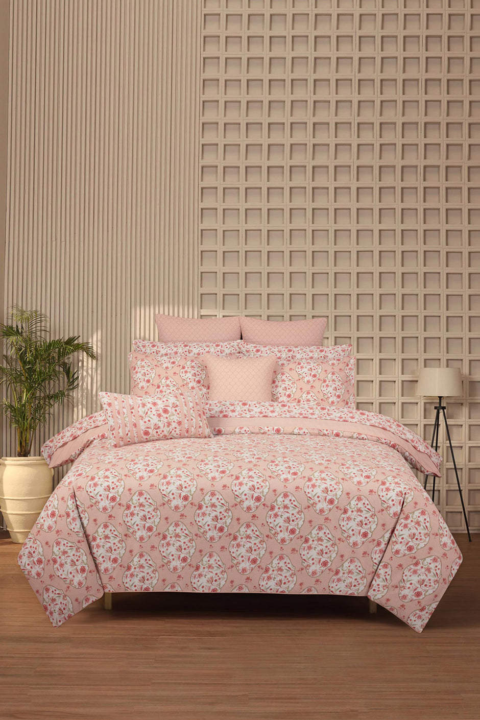Coral Pink Quilt Cover Set