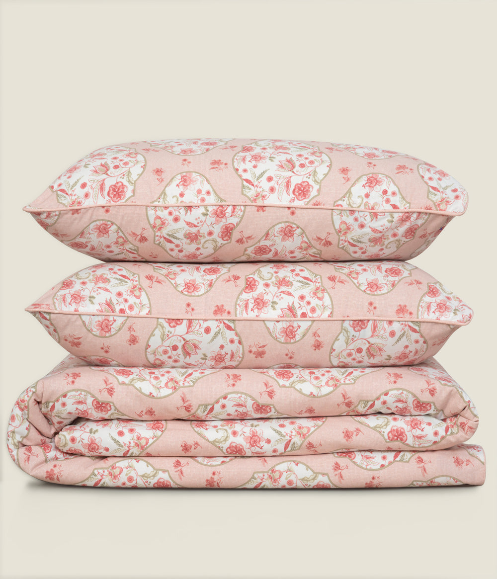 Coral Pink Quilt Cover Set