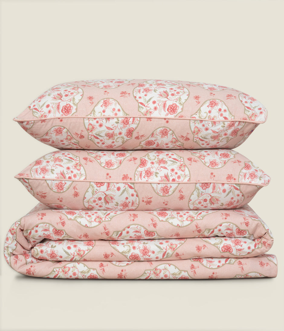 Coral Pink Quilt Cover Set