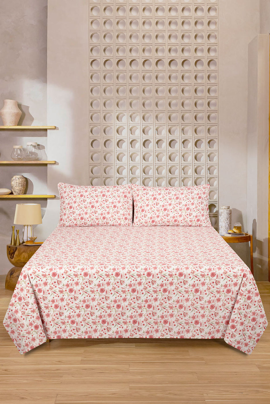 Coral Pink  Bed Sheet Set