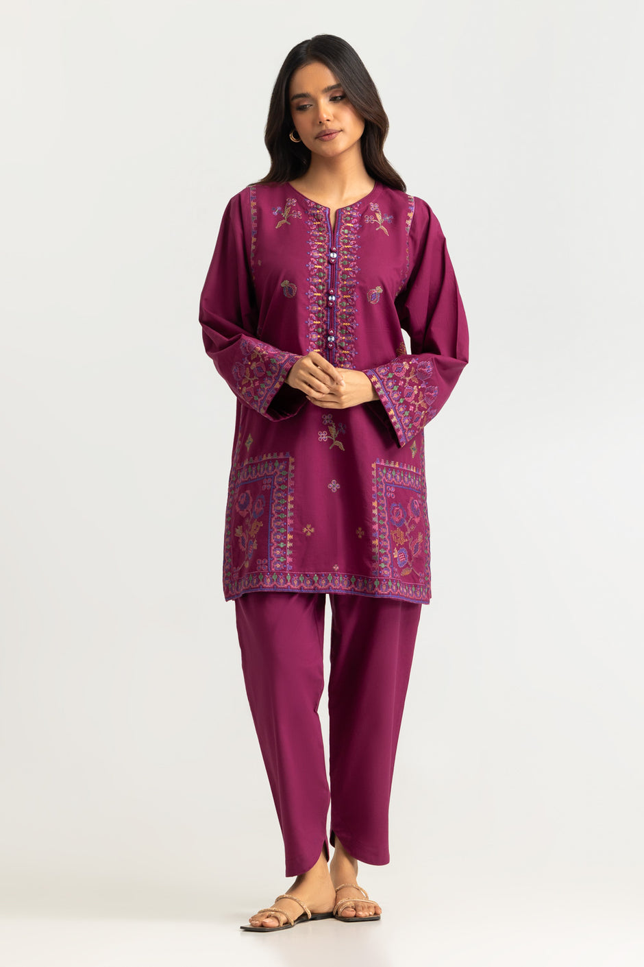 Cotton Bana Dora Embroidered Co-Ord Set