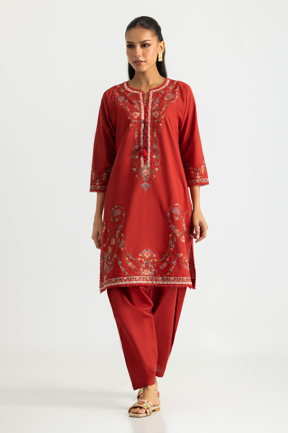 Cotton Bana Dora Embroidered Co-Ord Set