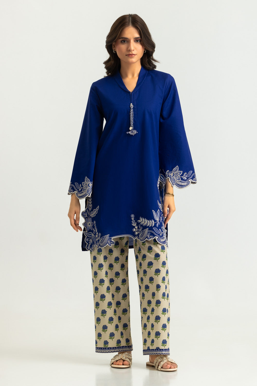Cotton Bana Dora Printed Co-Ord Set With Embroidered