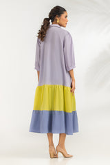 Cotton Bana dora Color Block Dyed Dress IPS-77277