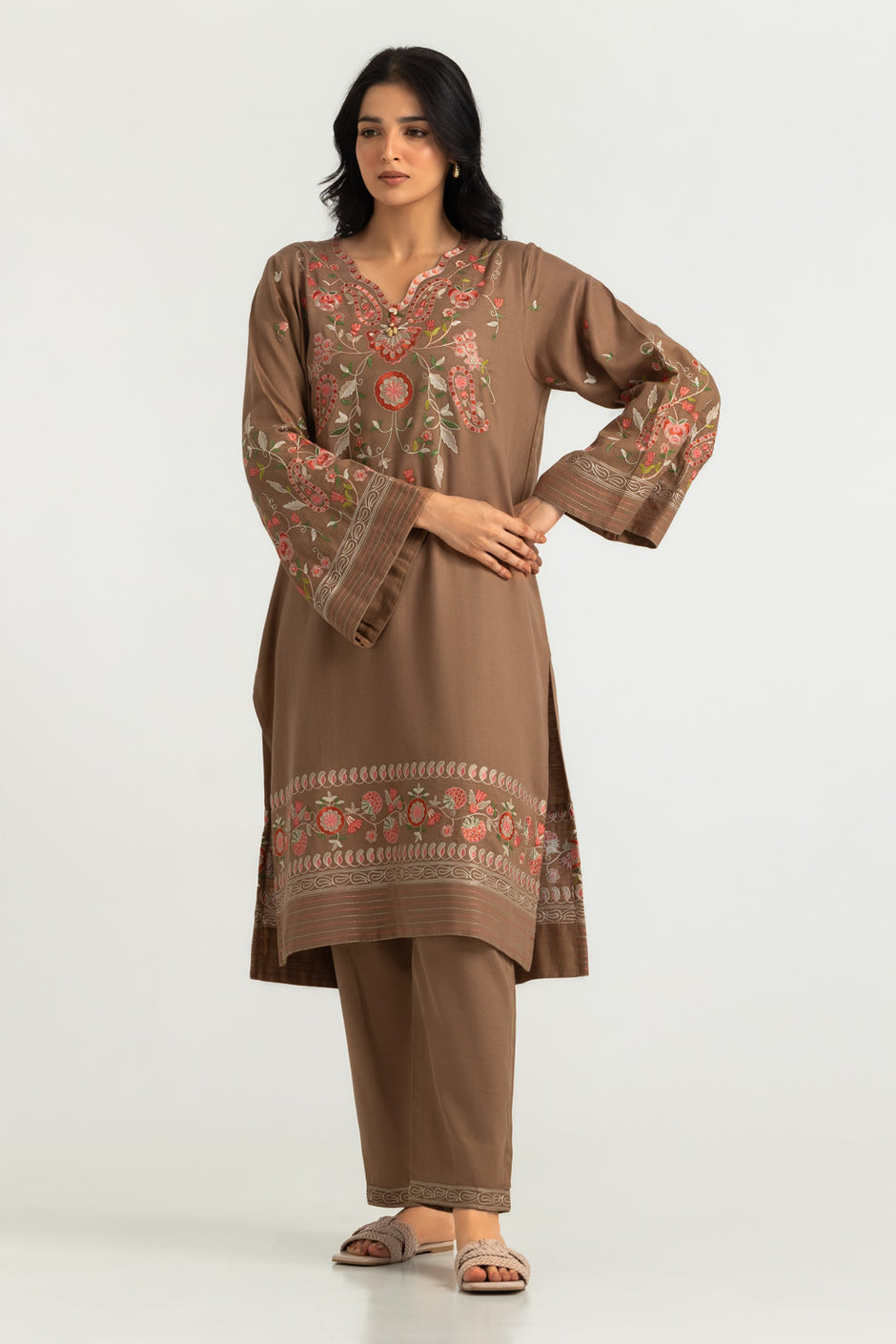 Cotton Dobby Embroidered Co-Ord Set