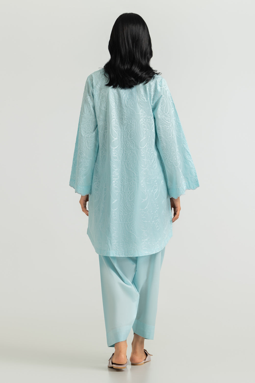 Cotton Embroidered Shirt And Dyed Shalwar